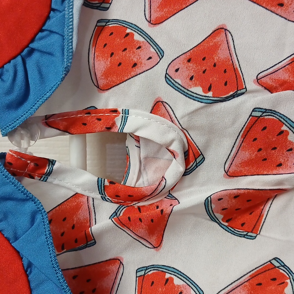 Watermelon Print Dress with Red and Blue Collar SIZE 9 - 12 MONTHS NWOT - Picture 4 of 4